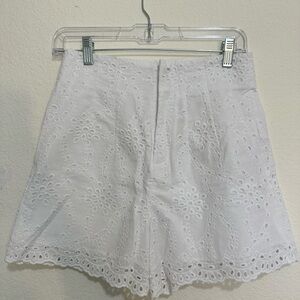 Zara White Eyelet High Waist Shorts